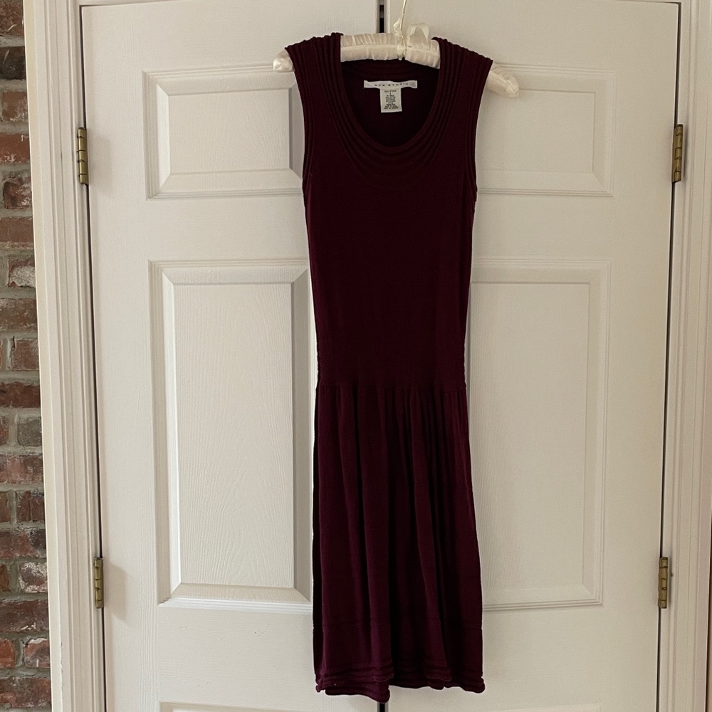 Max Studio Sleeveless Ribbed Knit Midi Dress in Burgundy